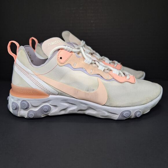 Nike React Element 55 Pale Pink Running Sneakers Shoes BQ2728-601 Women's Size 9 - Picture 2 of 13